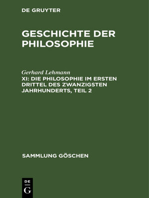 cover image of Die Philosophie im ersten Drittel des zwanzigsten Jahrhunderts, Teil 2